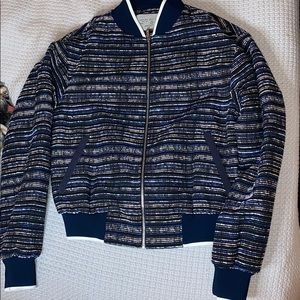 • Blank, White, Blue Bomber Jacket •